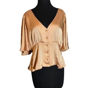 NWT Evolutionary Satin Flutter Sleeve Blouse XL